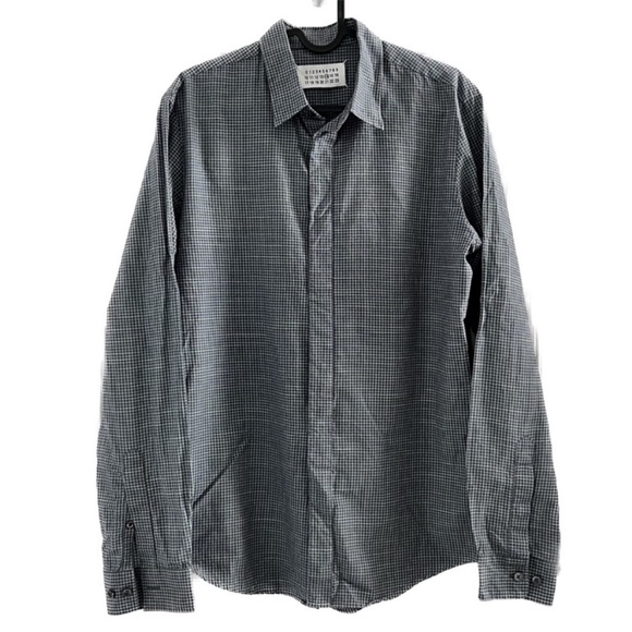 MAISON MARTIN MARGIELA Blue Button Down Shirt Checkered Size 46 46 - Picture 1 of 14